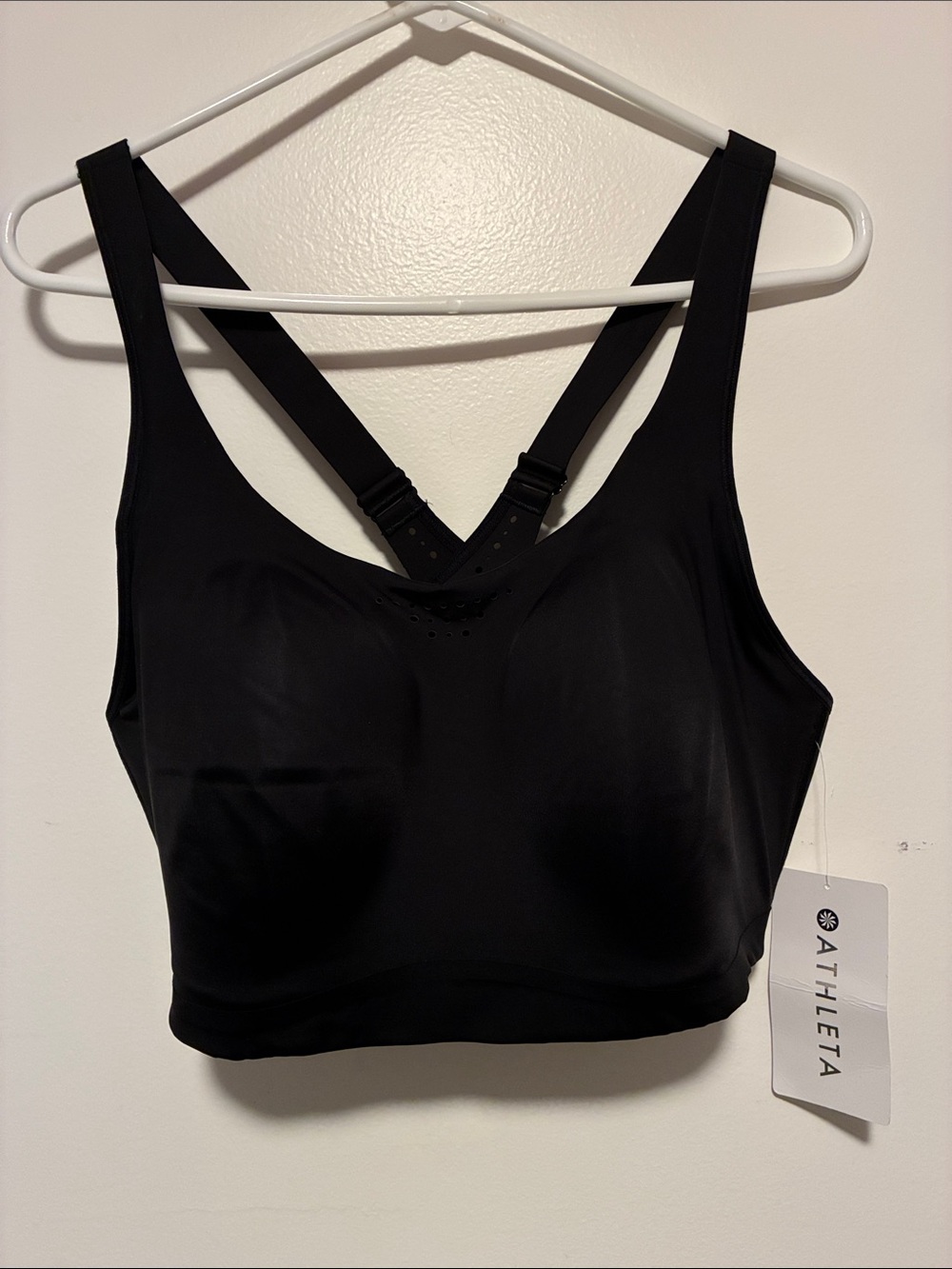 Athleta Black Seamless Adjustable-Crossover Sports Bra